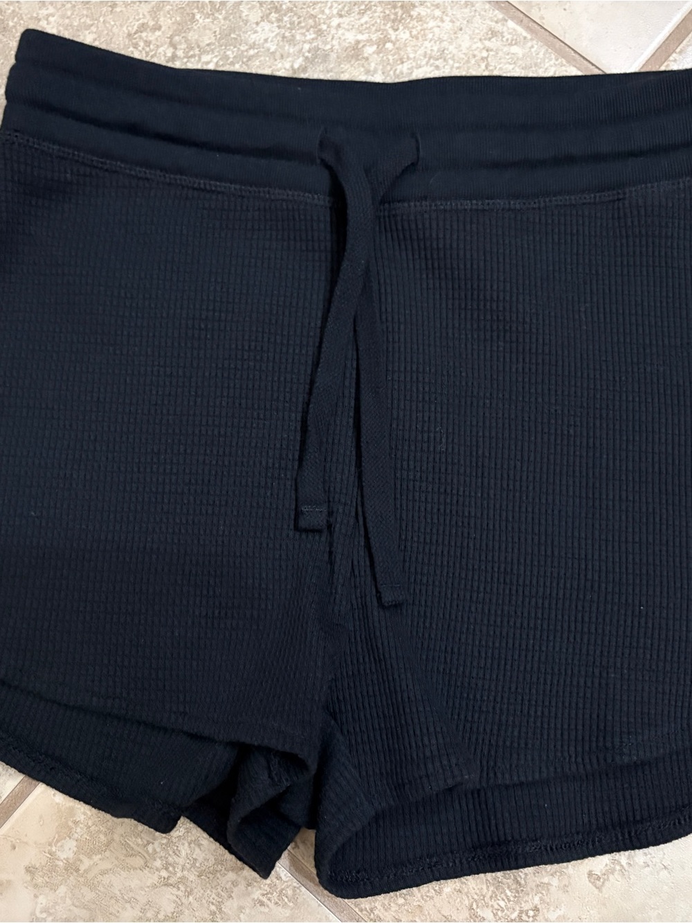 Aritzia Black Melrose Waffle-Knit Lounge Shorts NWT